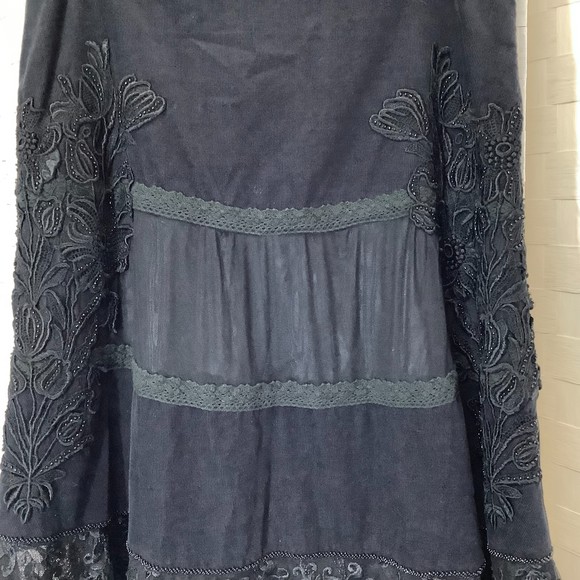 basil & maude black corduroy lace embroidered skirt size 8 - Picture 10 of 11